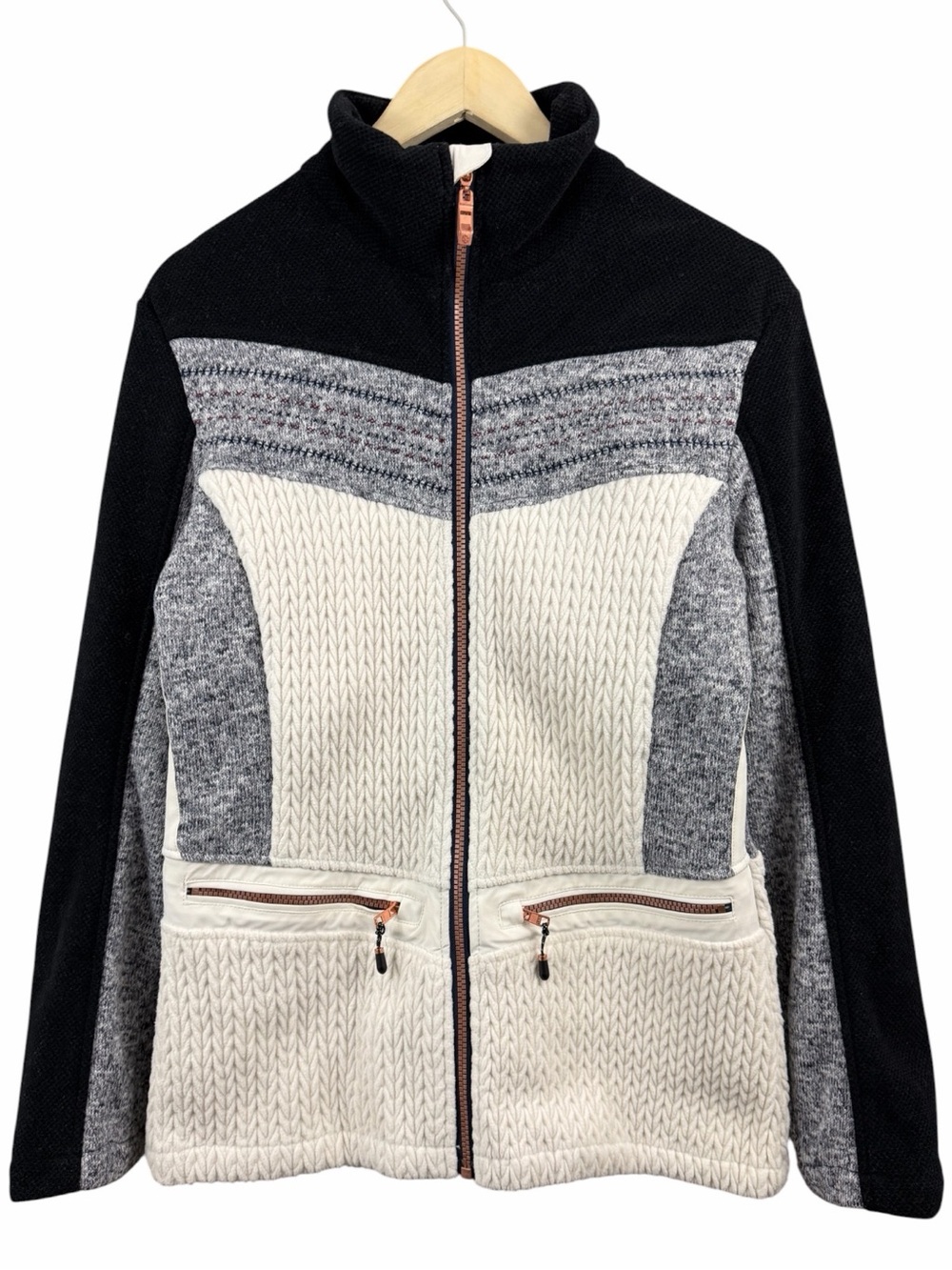 Killtec Zip Up Multi Texture Knit Sweater Jacket Size 12